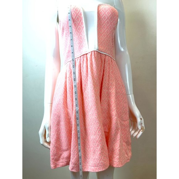 Ella Moss Women's Debbie Ikat Strapless Dress Back Zip Peach Pink Size Small - Picture 3 of 10
